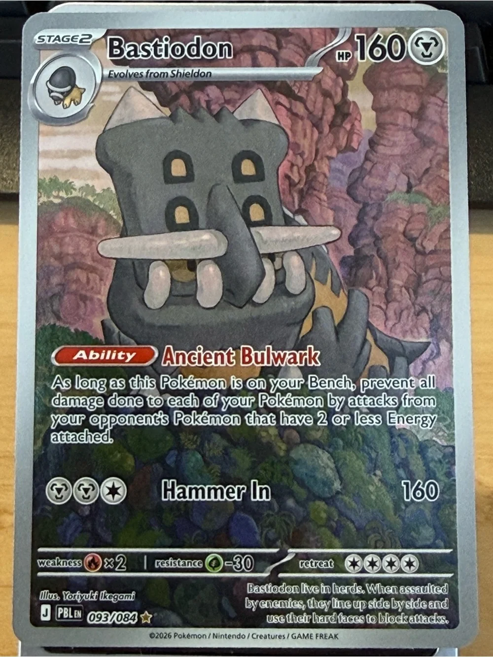 Pokemon Bastiodon Trading Card — Gray, Yellow, Green, Purple
